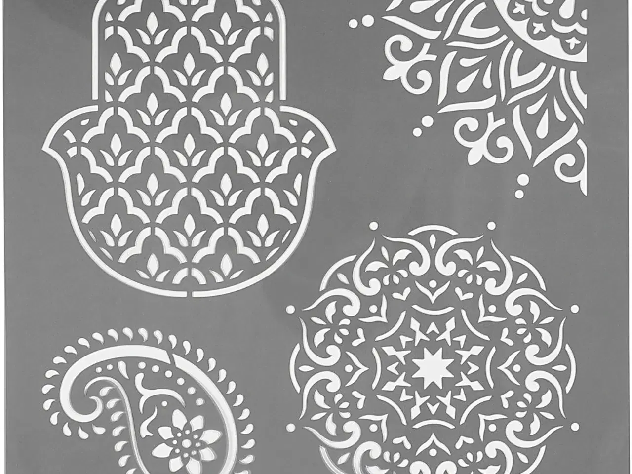 Billede 1 - Etnisk Stencil 30,5x30,5 cm - Kreativ Kunstskabelon