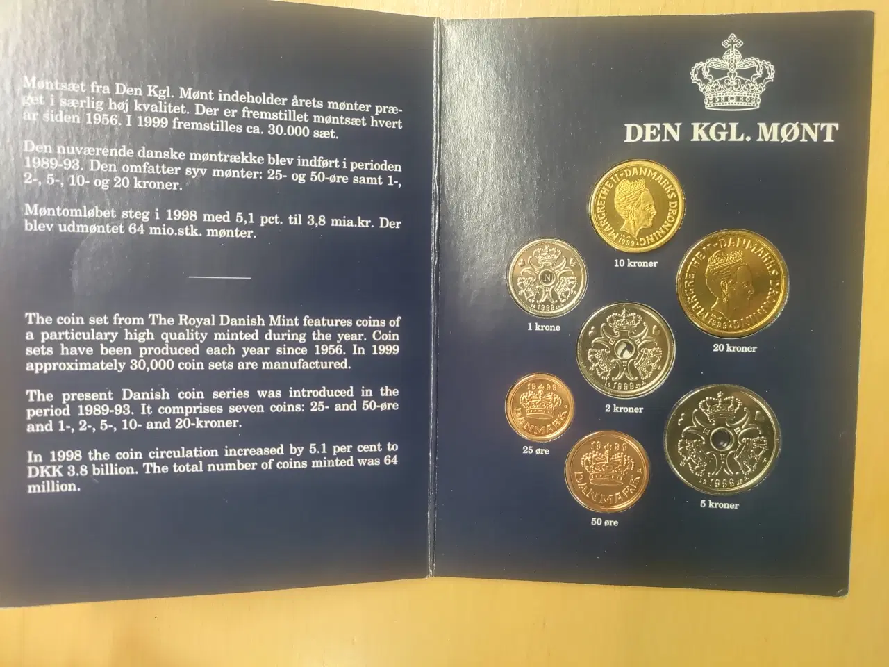 Billede 3 - Dansk møntsæt fra Den kgl. Mønt.årgang 1999