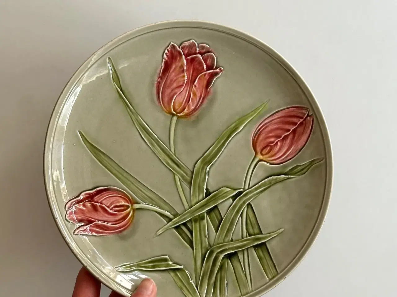 Billede 2 - Antik platte, tulipaner