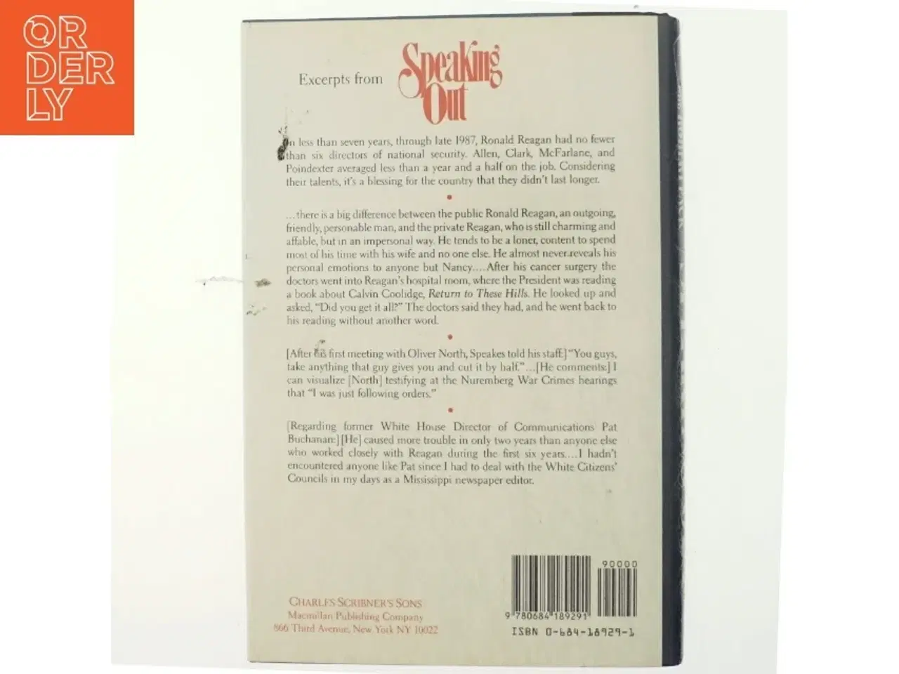 Billede 3 - Speaking Out af Larry Speakes, Robert Pack (Bog)