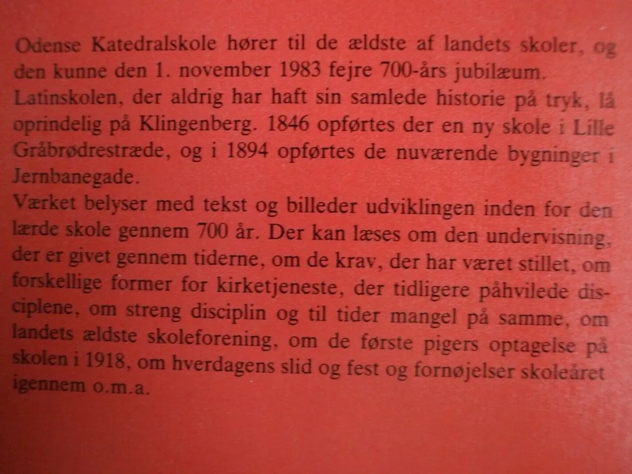 Billede 2 - odense katedralskoles historie 1283-1983, Af anne 