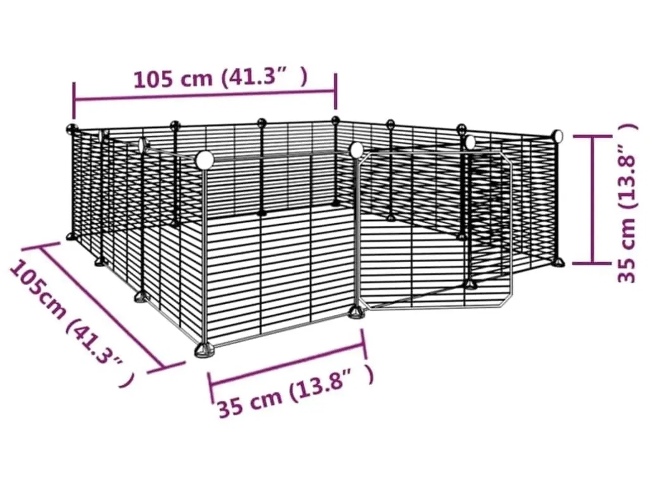 Billede 8 - 12-panels kæledyrsindhegning med låge 35x35 cm stål sort