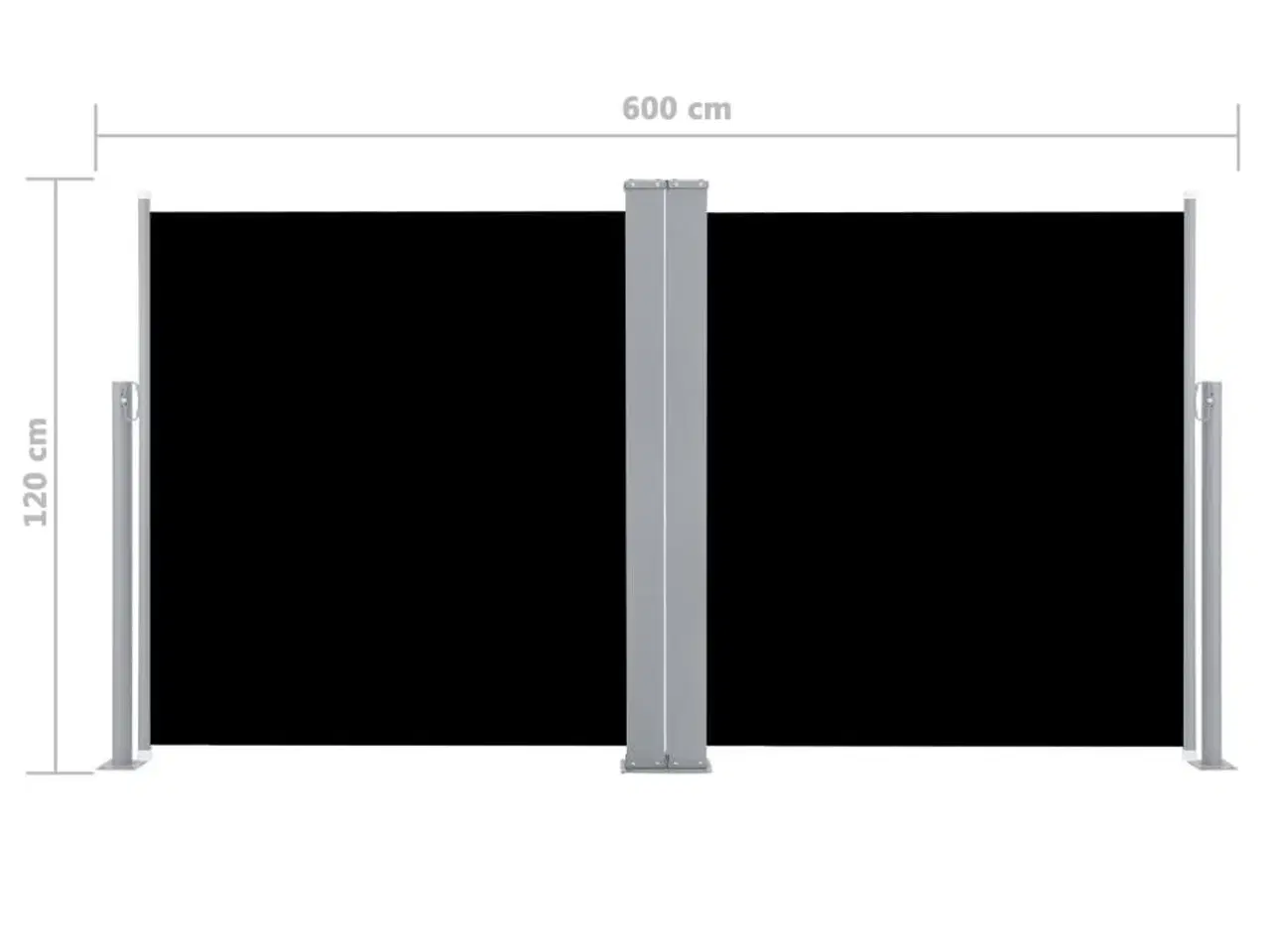 Billede 12 - Sammenrullelig sidemarkise 120 x 600 cm sort