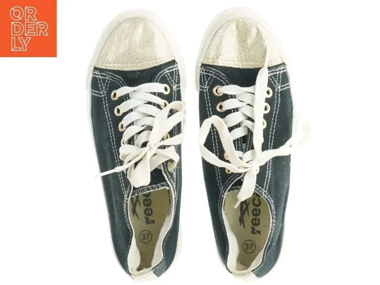Billede 2 - Denim-blå sneakers med gulddetaljer fra Reeca (str. 37)