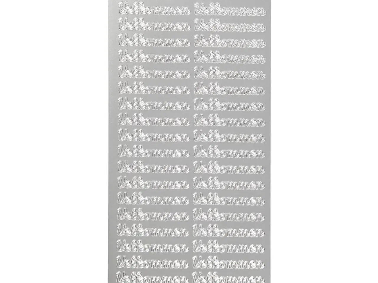 Billede 1 - Stickers, velkommen, ark 10x23 cm, sølv, 1 ark