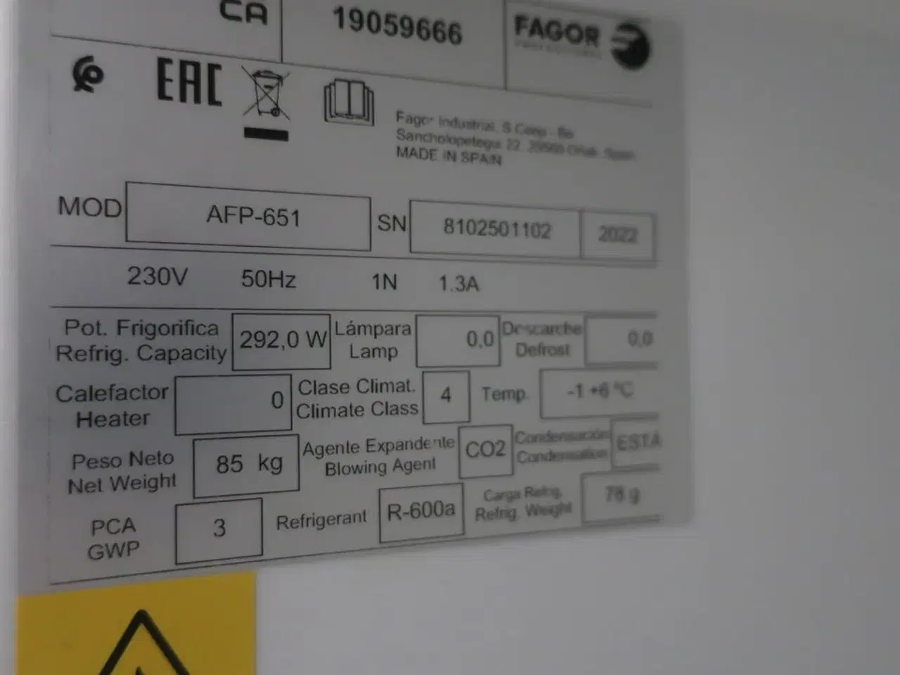Billede 5 - Køleskab FAGOR AFP-651