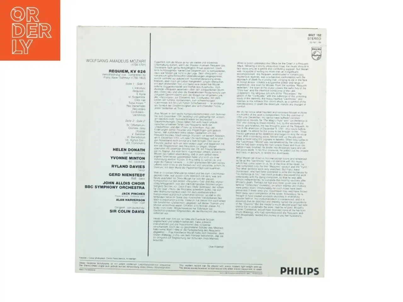Billede 4 - Mozart Requiem Vinylplade fra Philips (str. 30 cm)