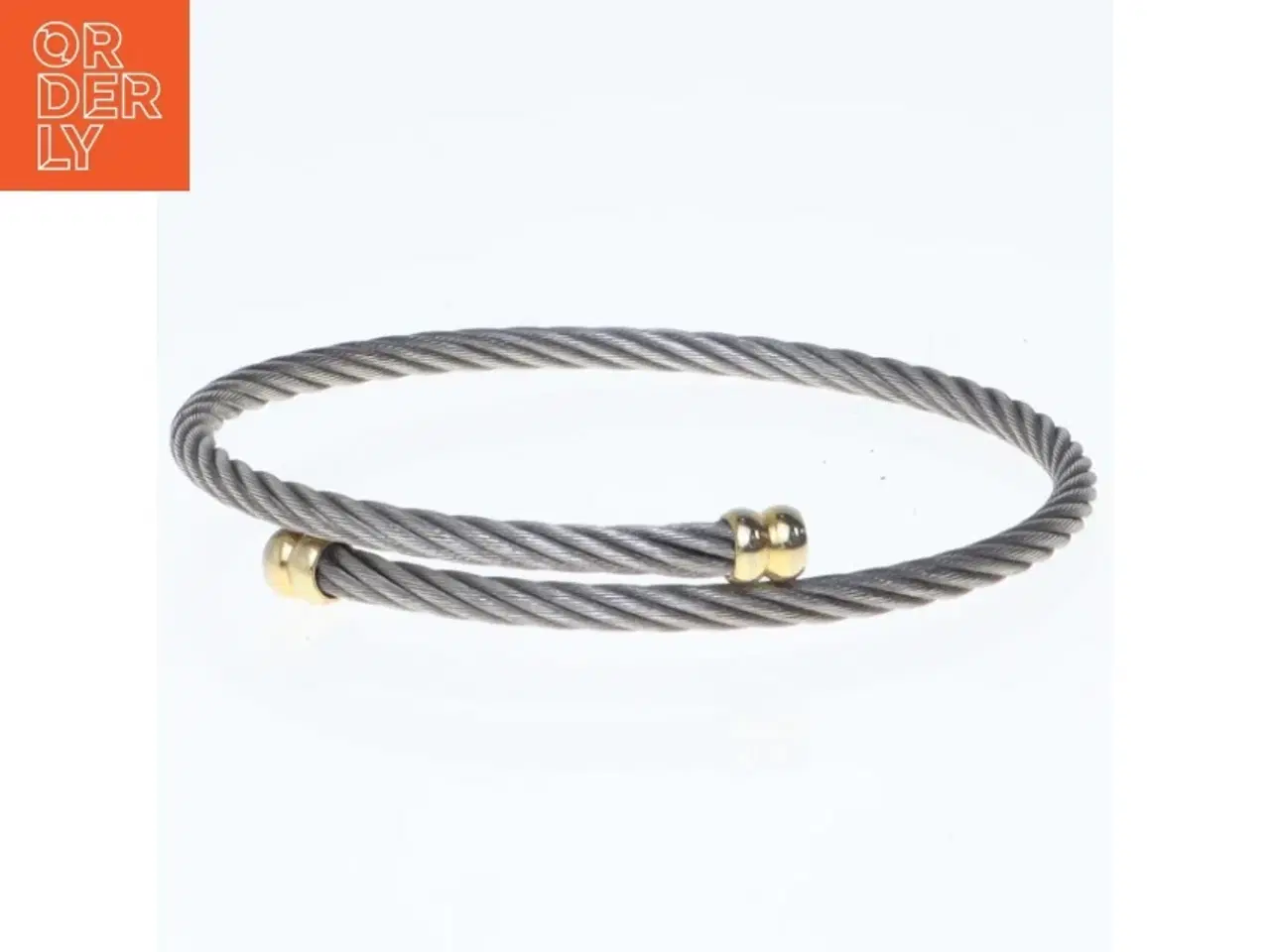 Billede 2 - Stålarmbånd med gulddetaljer (str. 6,5 cm)