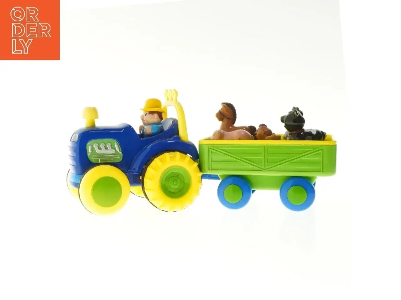 Billede 1 - Legetøjstraktor med vogn og figurer (str. 40 cm)