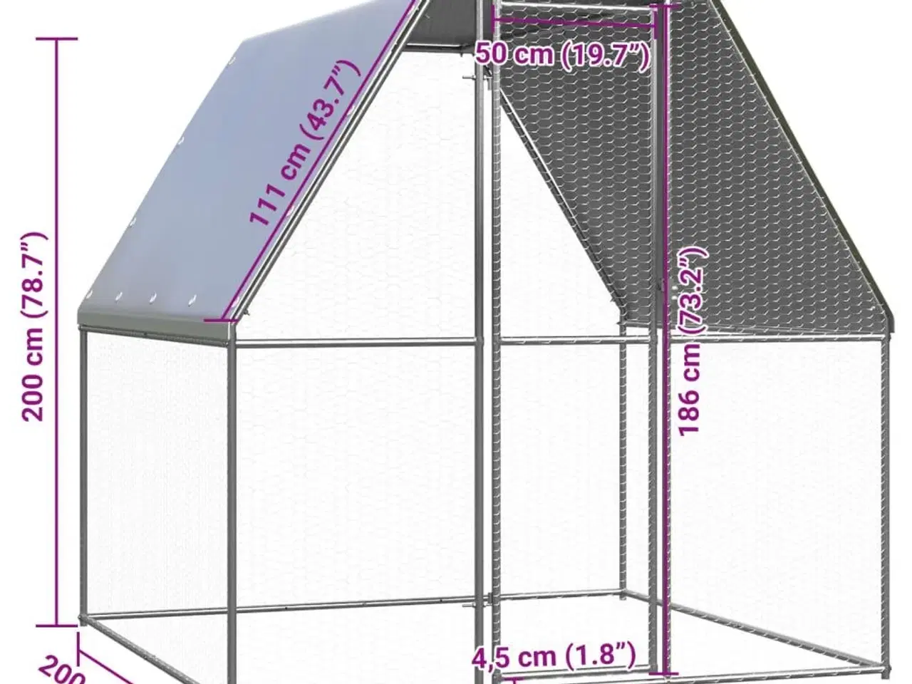 Billede 4 - Udendørs hønsebur 2x2x2 m galvaniseret stål