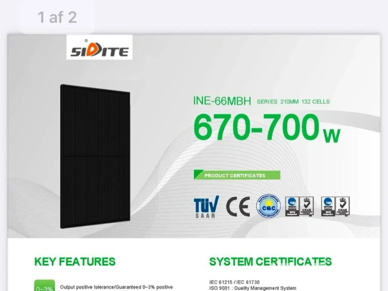Billede 8 - Solcelle moduler med inverter Solar Module Sidite all Black 700W 8 styk + ny inverter 5000kW