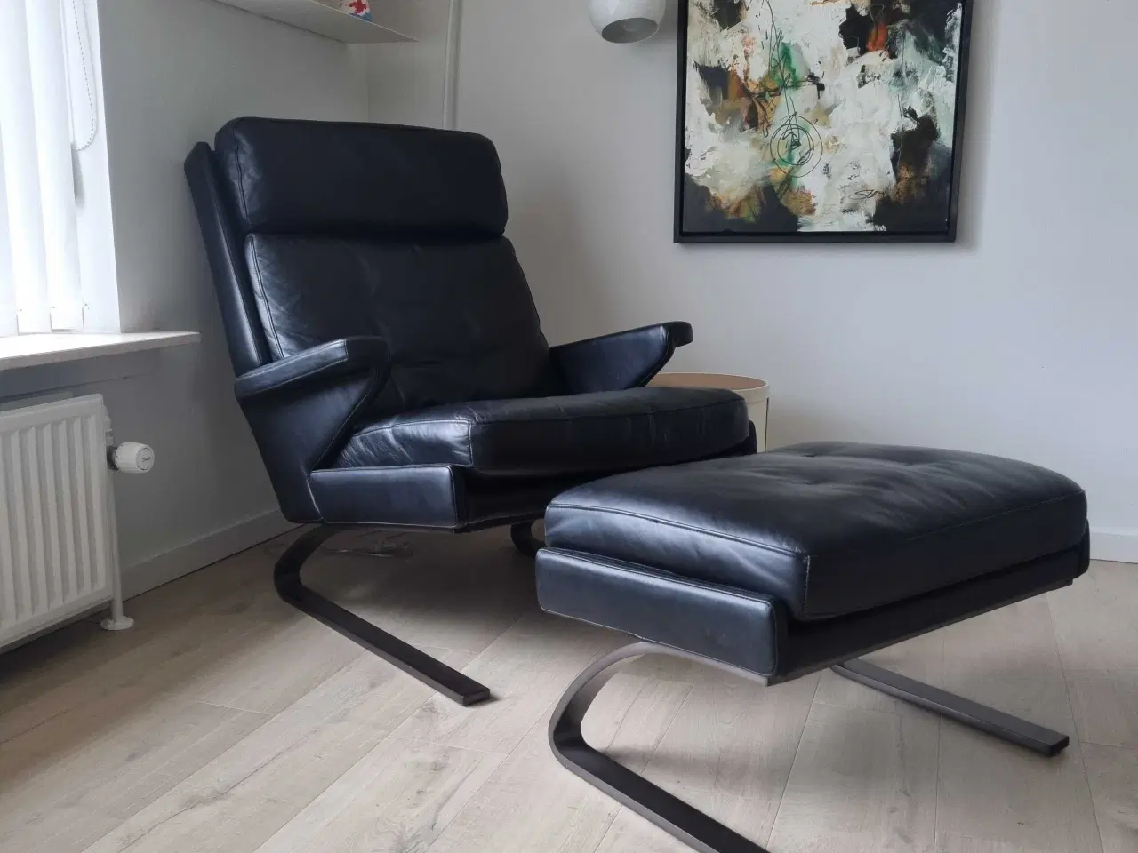 Billede 1 - George læderstol + skammel 