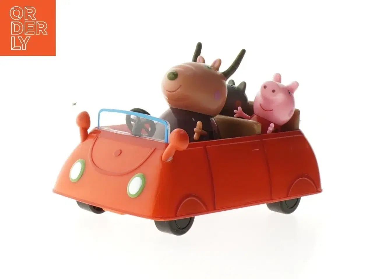 Billede 1 - Rød legetøjsbil med figurer fra Gurli Gris (str. bil: 6x15x9 cm figur: 5-9 cm)