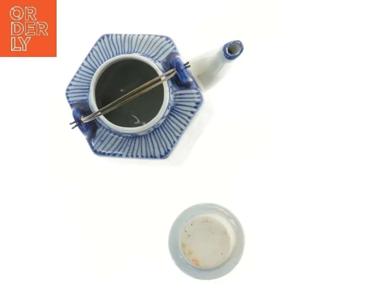 Billede 3 - Keramisk tekande med blå mønstre (str. 13 cm)