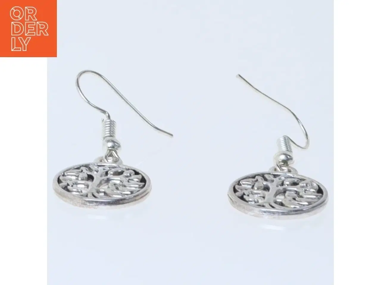 Billede 2 - Runde sølvøreringe med livstræ (str. 3,5 cm)