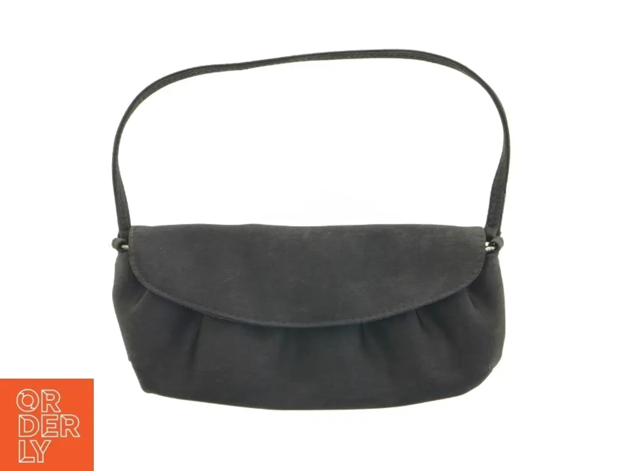 Billede 1 - Mørkegrå satin clutch med skulderrem fra Accessorize (str. 24 x 11 cm)