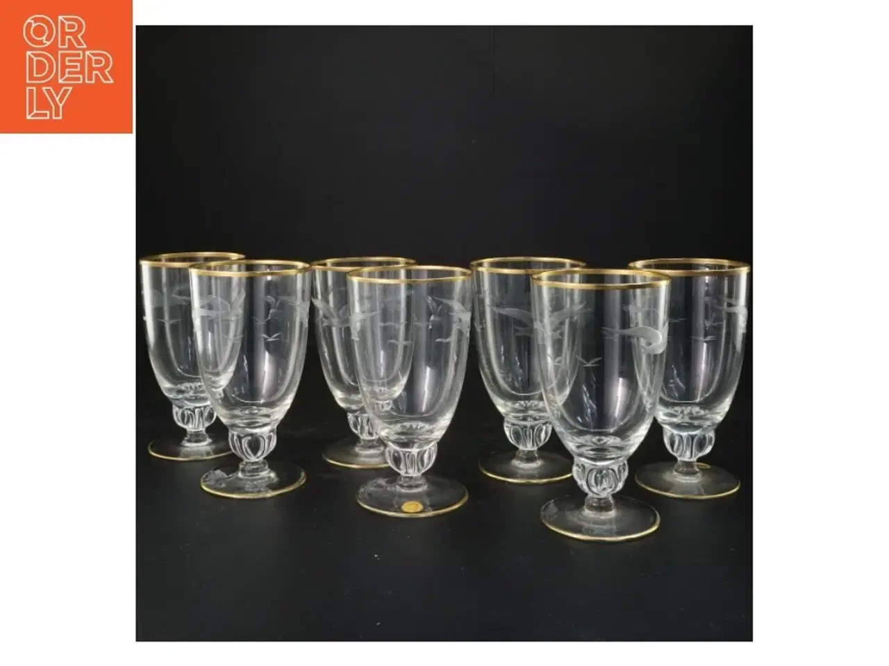 Billede 2 - Sæt med ølglas og guldkant fra Lyngby glas (str. 14x8 cm)