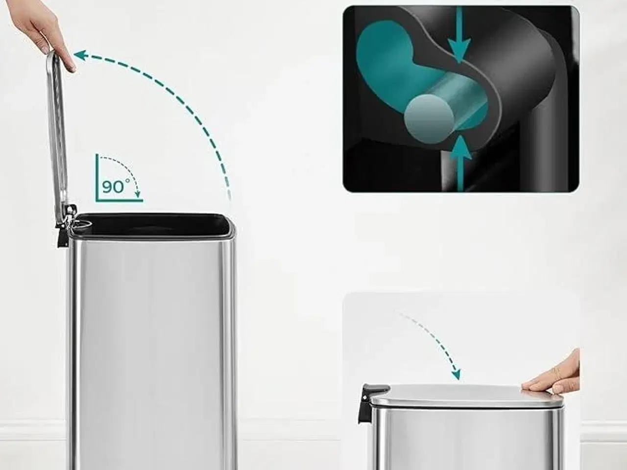 Billede 7 - Skraldespand med pedal 30 l stål, soft close, inderspand, sølv (LTB593E01)