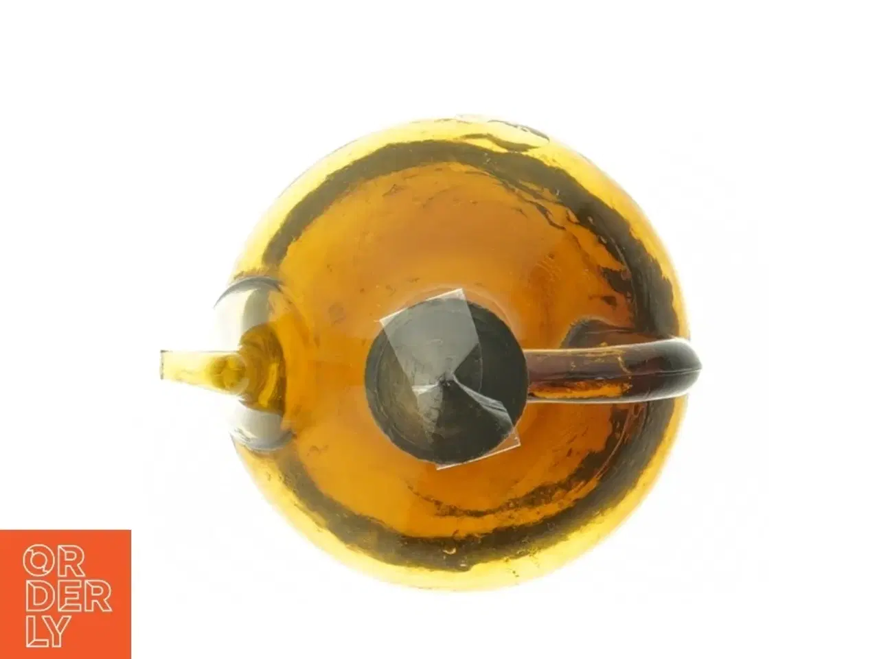 Billede 2 - Ravfarvet Glas Karaffel med prop (str. 14,5 cm)