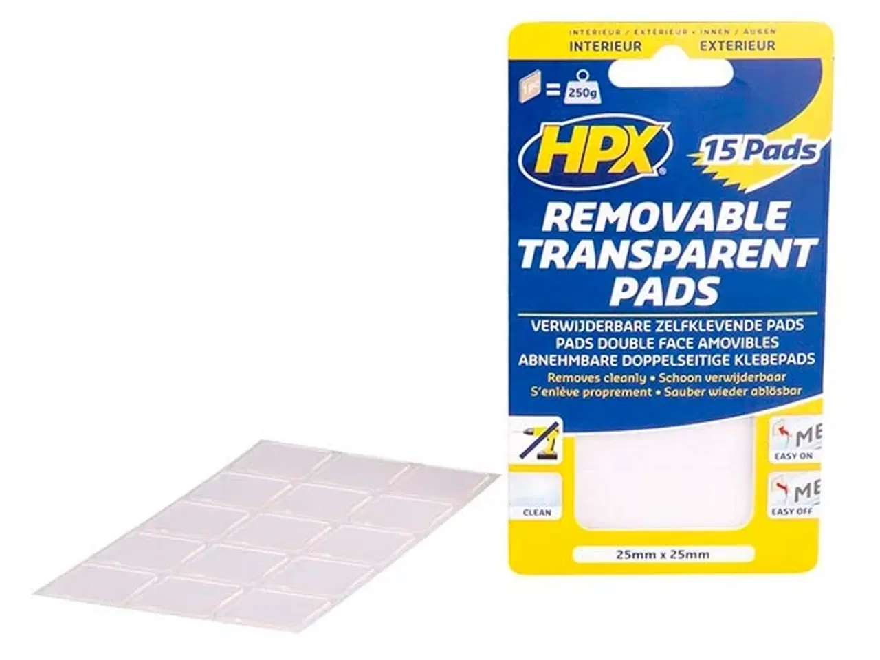 Billede 1 - HPX Selvklæbende/aftagelige pads 25x25mm 15 stk.