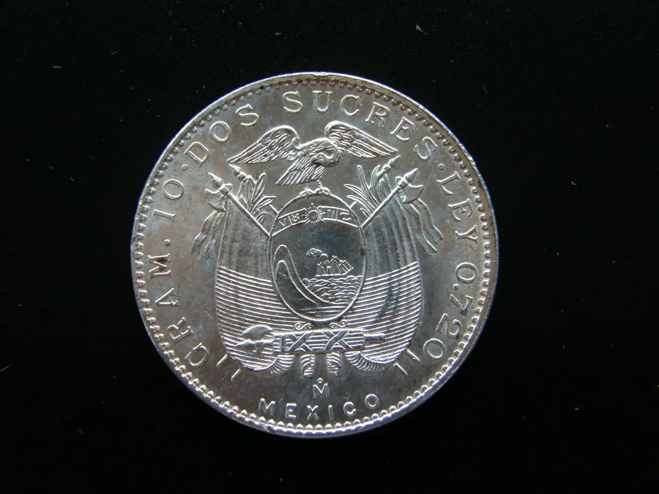 Billede 2 - Ecuador  2 Sucres  1944  Sølv  KM#80