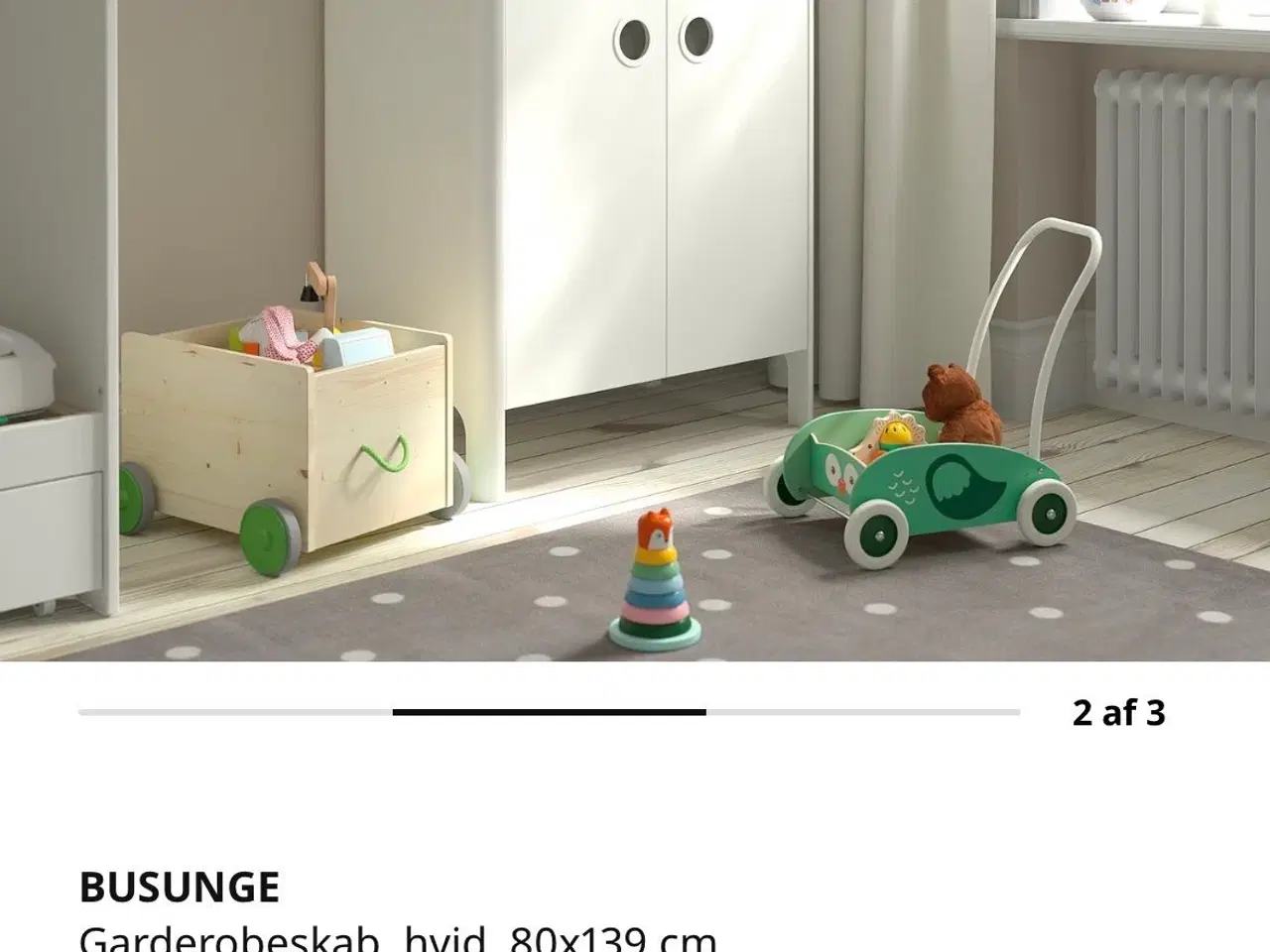 Billede 1 - Flot IKEA BUSUNGE børnegarderobeskab 
