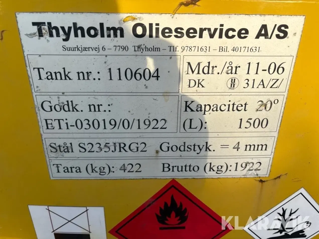 Billede 6 - Dieseltank 1500 liter med pumpe