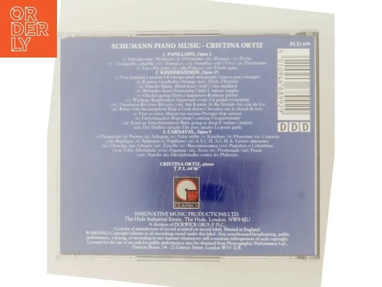 Billede 3 - Papillons+Carnaval+Kinderszenen / C.Ortiz med Cristina Ortiz (DVD)