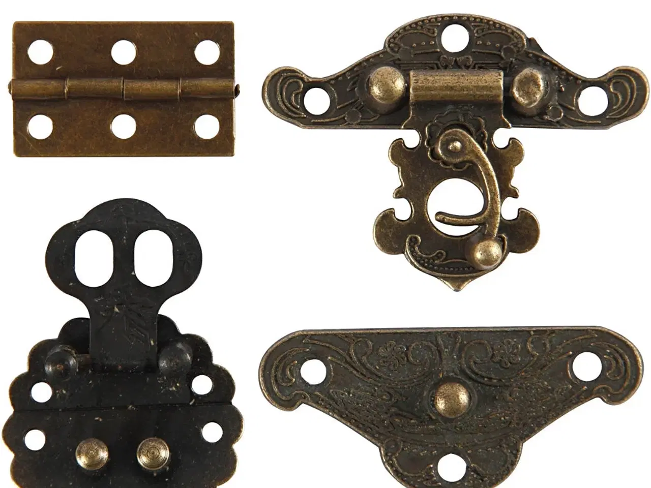 Billede 1 - Minibeslag, str. 30-35 mm, antik guld, 10sæt/ 1 pk.