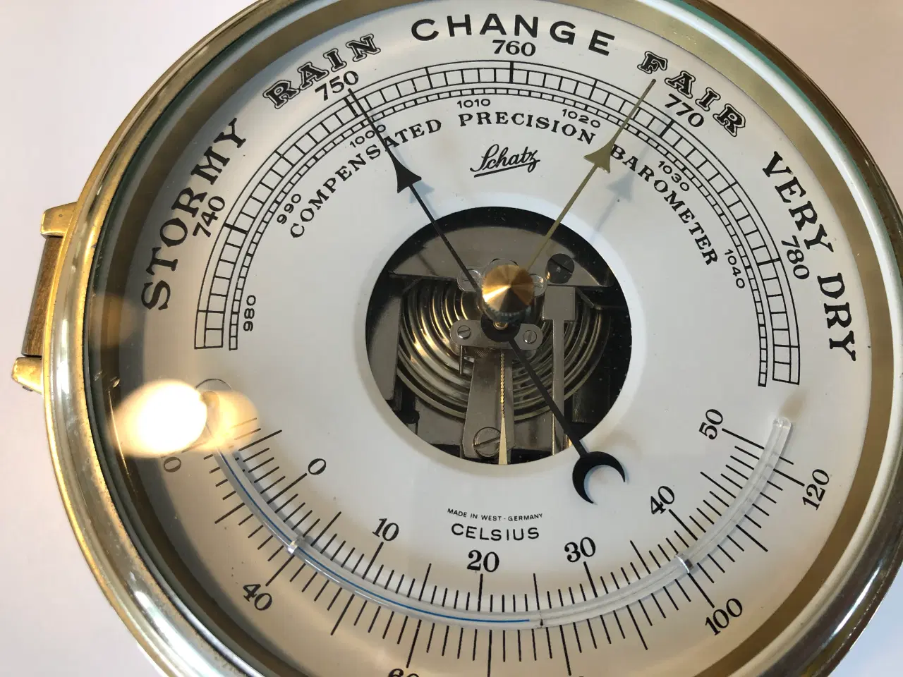 Billede 9 - Flot skibsur og barometer sæt i messing fra Schatz