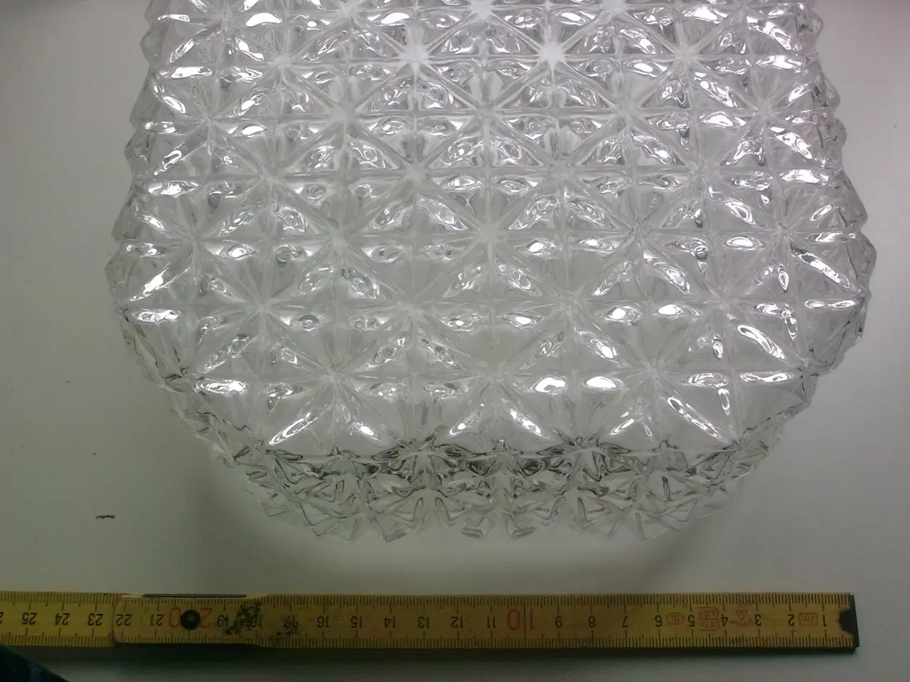 Billede 6 - Plafond firkant lampe klar reliefglas DANSK retro