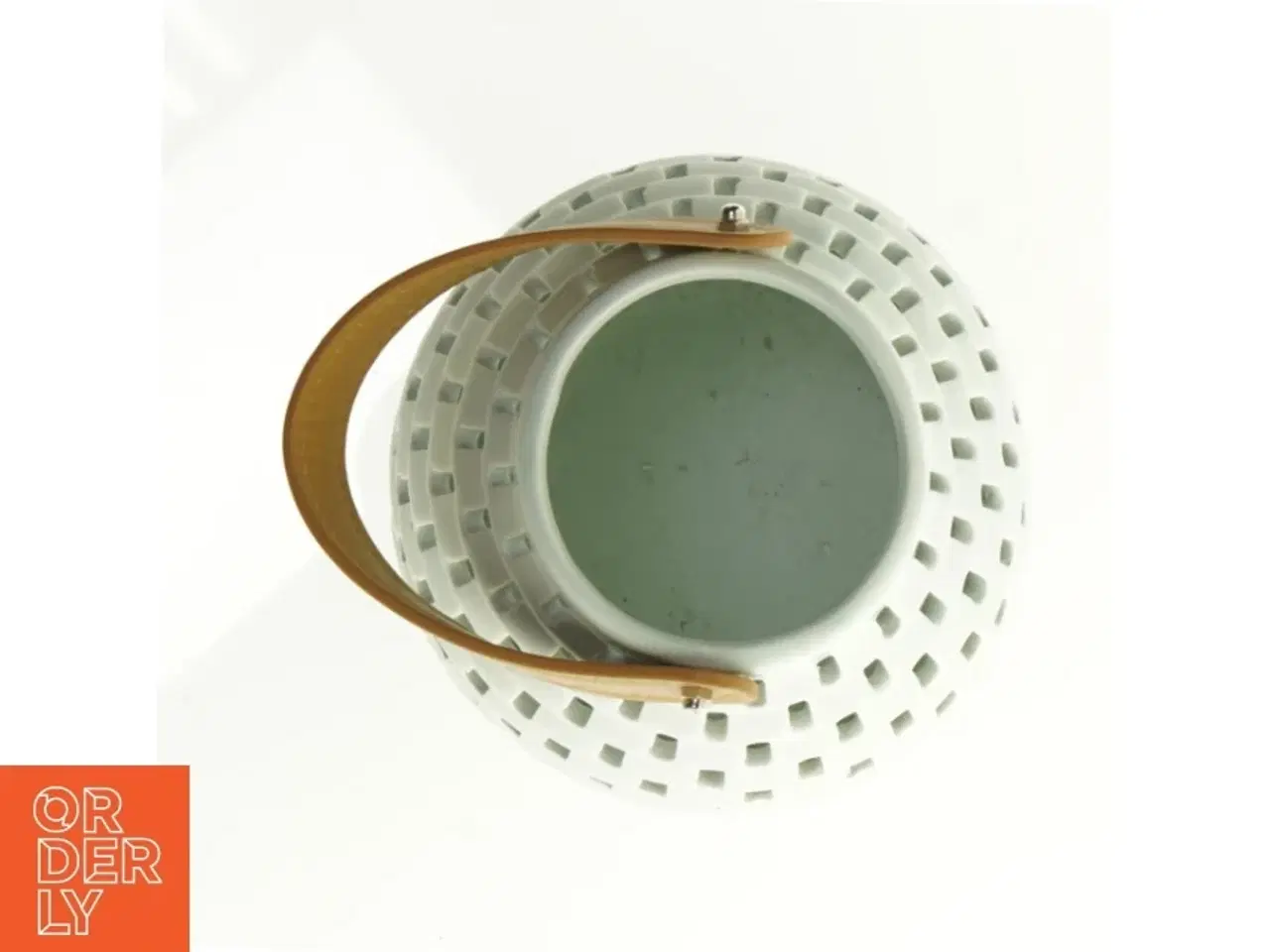 Billede 3 - Keramik Lanterne med læder strop håndtag (str. 19 x 19 cm)