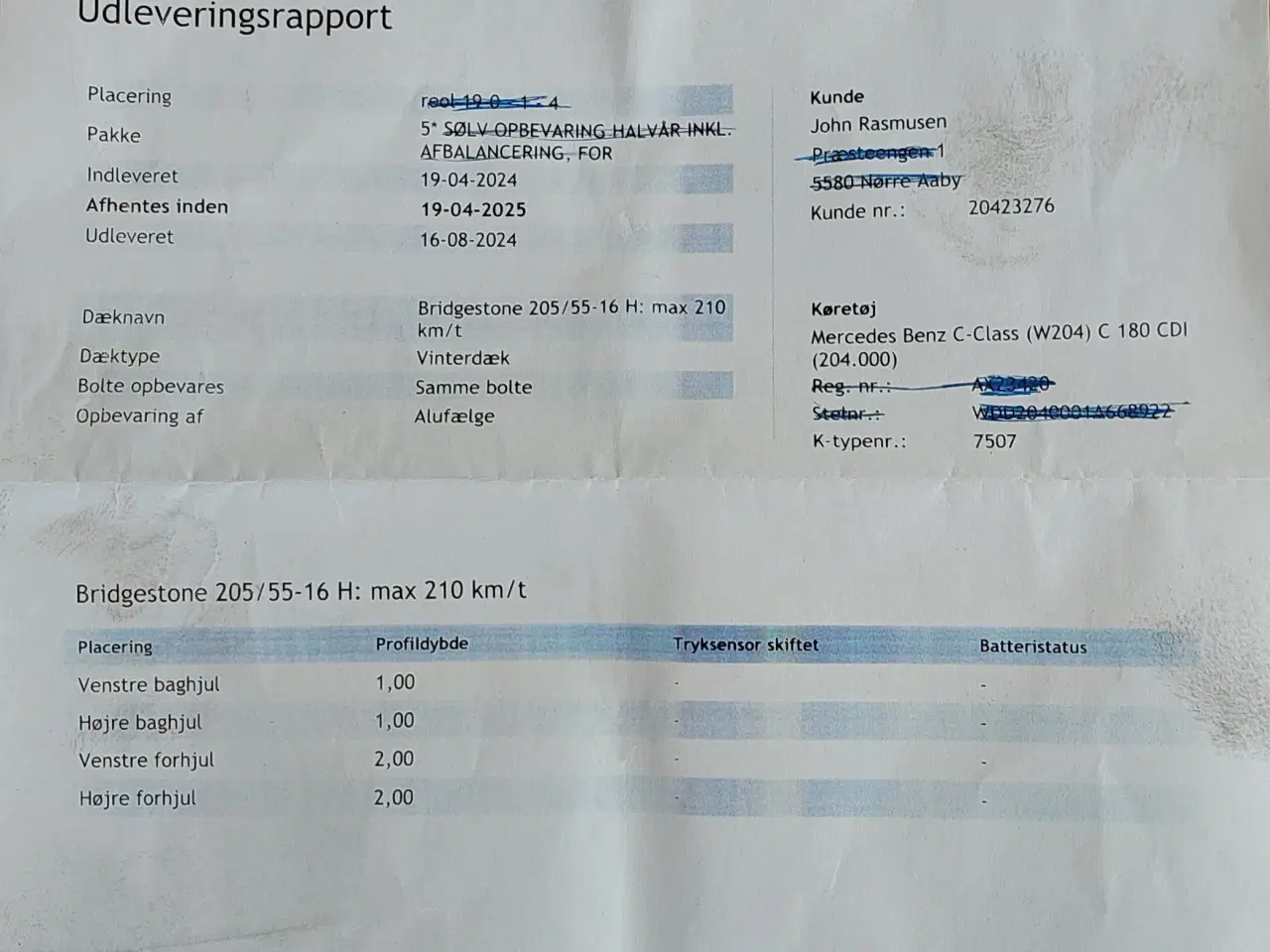 Billede 1 - Mercedes Vinterdæk på org. fælge 205/55-16H