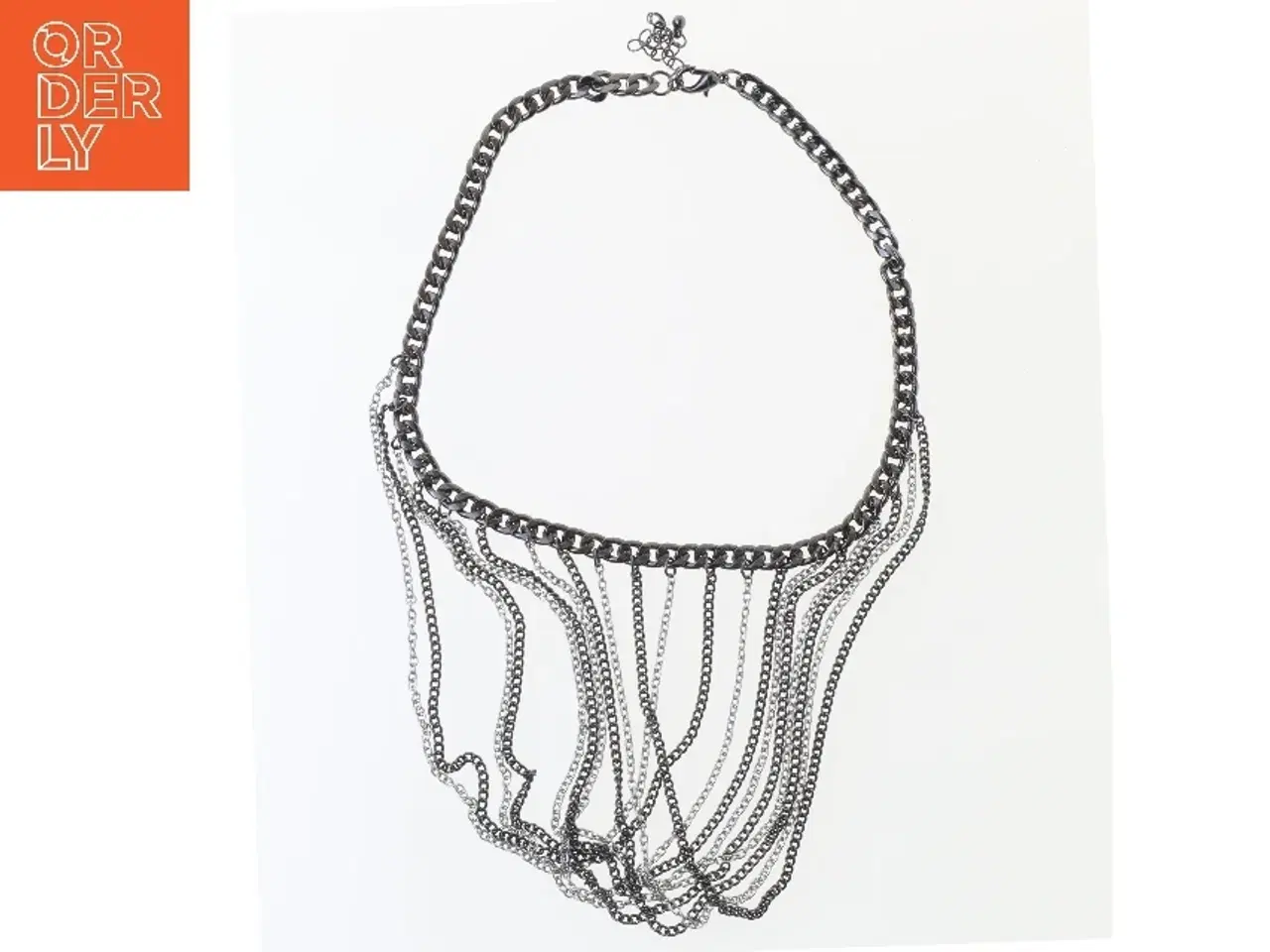 Billede 1 - Sort halskæde med kæder (str. 50 cm)