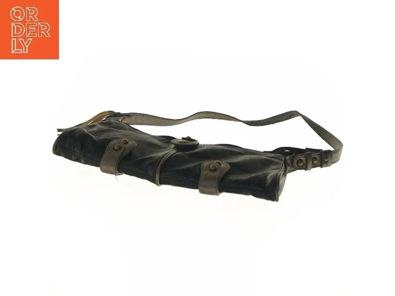 Billede 4 - Sort skuldertaske med rem fra Miaow (str. 13x2,5x27 cm)