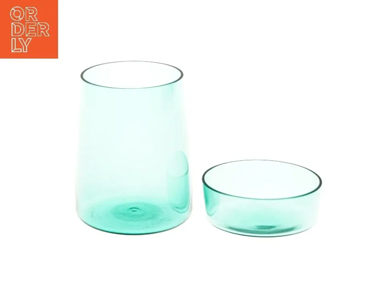 Billede 4 - Vintage grønlig glasbeholder med låg (str. Ø 9,5x13 cm)