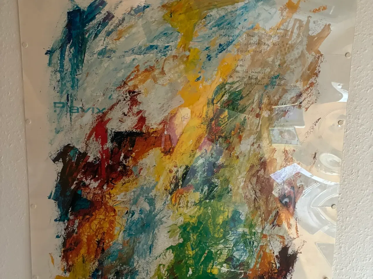 Billede 1 - Stor abstrakt plakat med tekst.