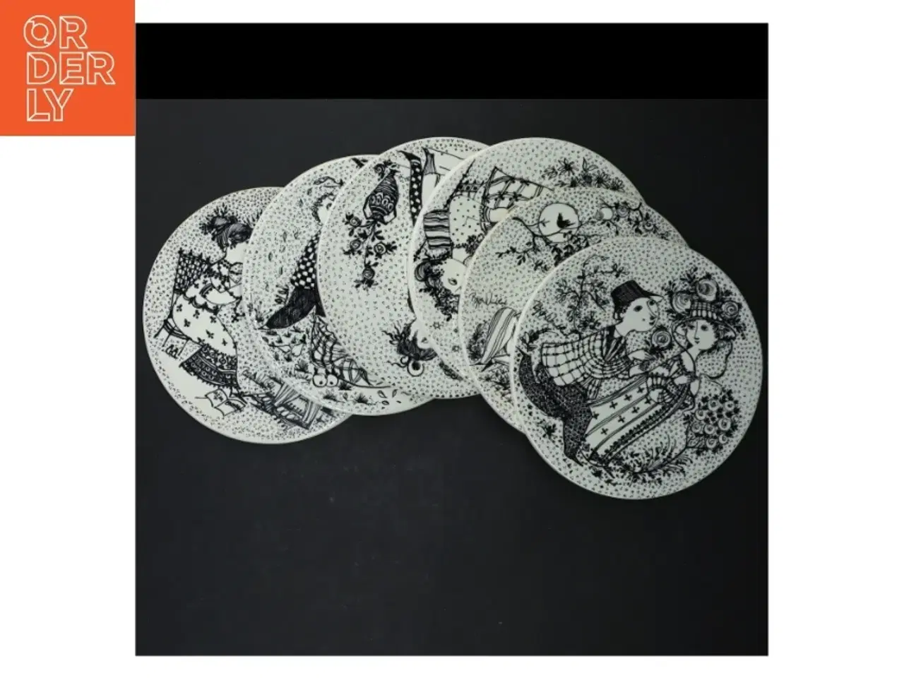 Billede 1 - Bjørn Wiinblad vægplatter fra Nymlle (str. Ø. 15 cm. 6 styk)
