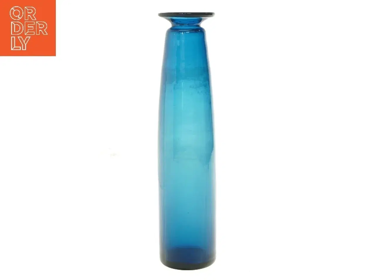Billede 1 - Blå glasvase (str. 36x8,5 cm)