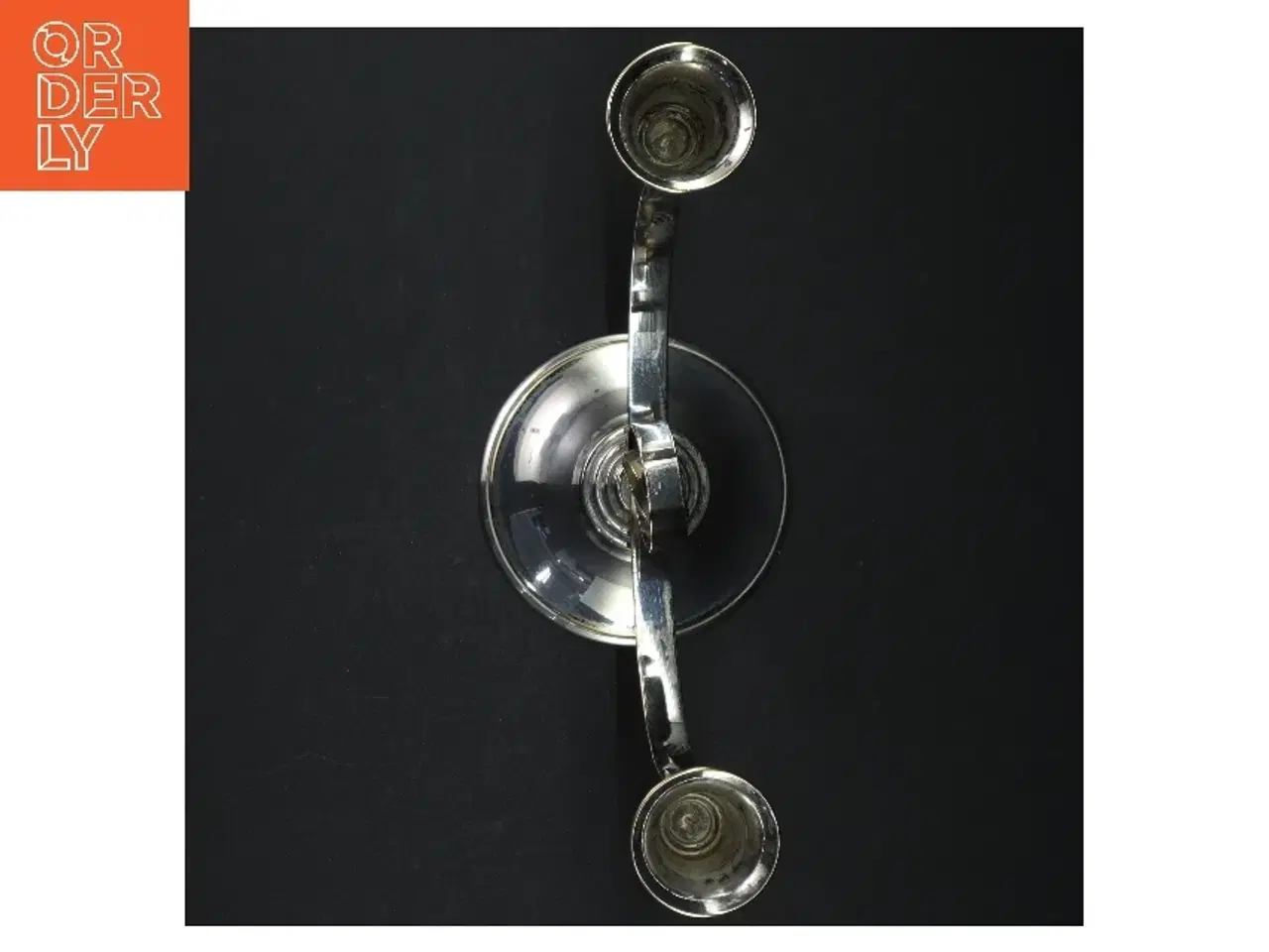 Billede 3 - Sølvfarvet lysestage (str. H. 16 cm. b. 23 cm)