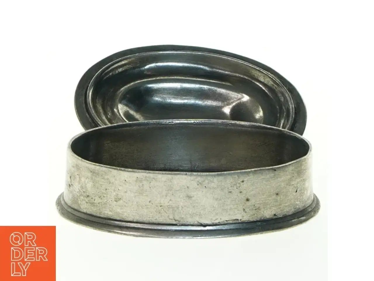 Billede 5 - Oval metalæske med låg (str. 13,5x9x6 cm)