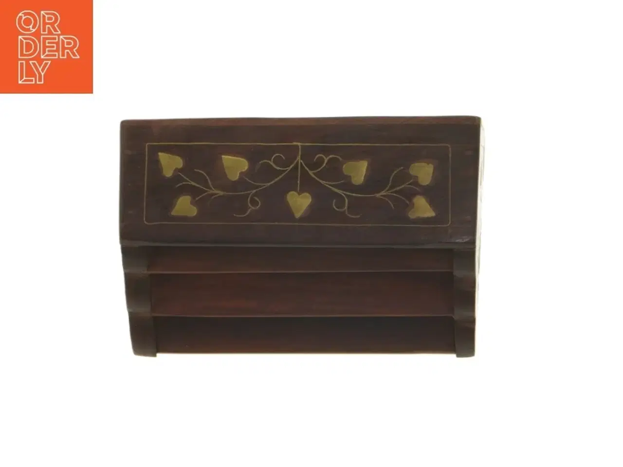 Billede 3 - Træ organisator brevholder med indlæg af guld (str. 15 x 10 x 6,5 cm)