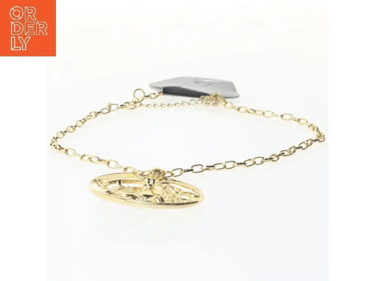 Billede 2 - Gyldent halskæde med blomstret vedhæng (str. 22 cm)