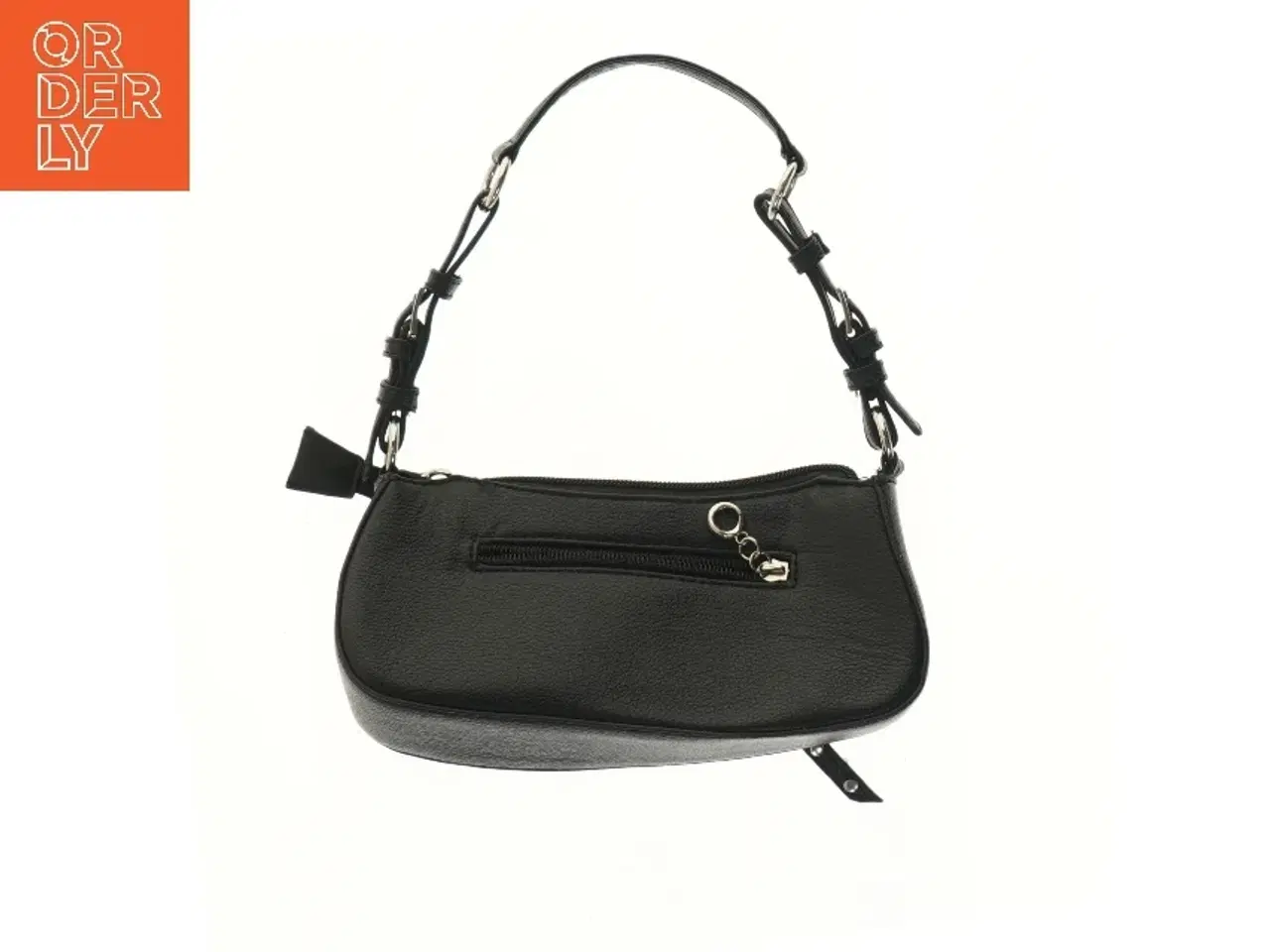 Billede 2 - Sort skuldertaske med nitter (str. 10x6x21 cm)