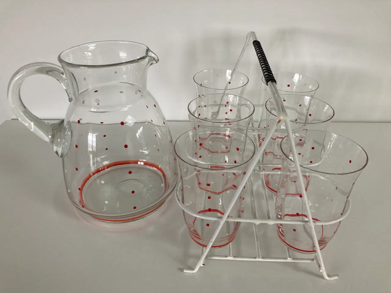 Billede 2 - Retro glaskande med 6 glas i holder