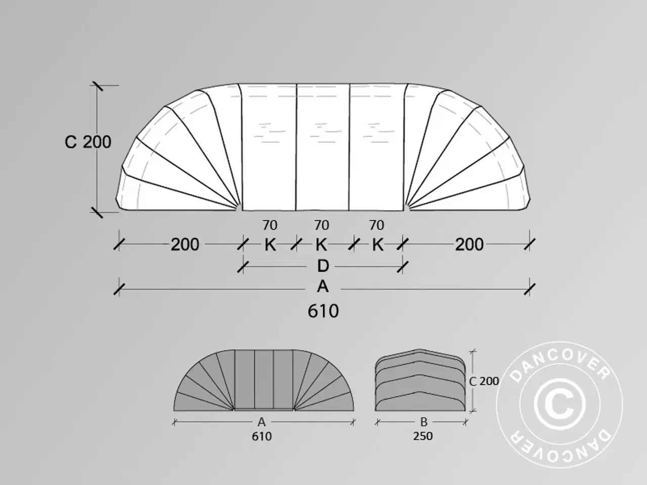 Billede 3 - Foldegarage (Bil), ECO, 2,5x6,1x2m, Grå