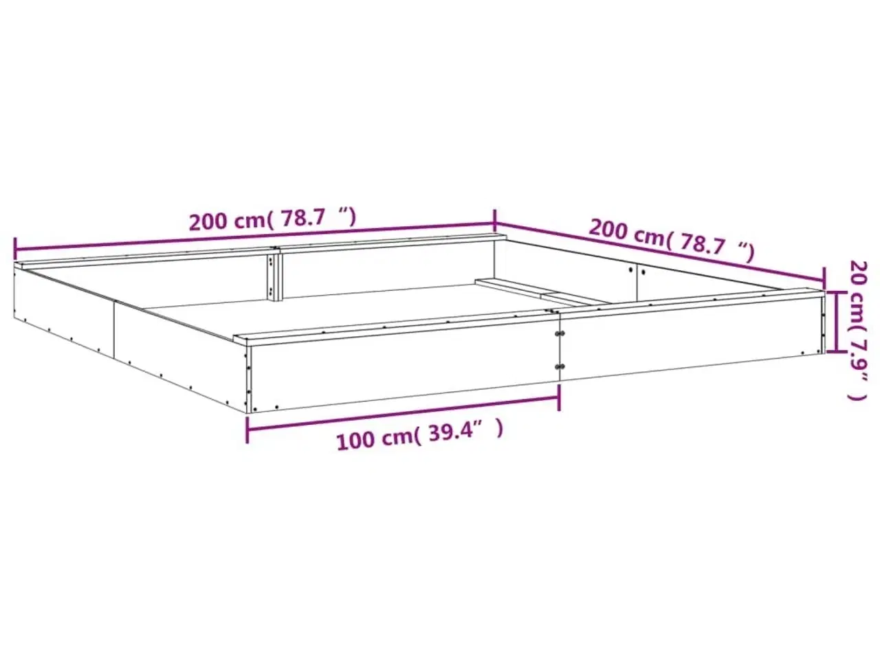 Billede 9 - Sandkasse med sæder firkantet massivt fyrretræ hvid
