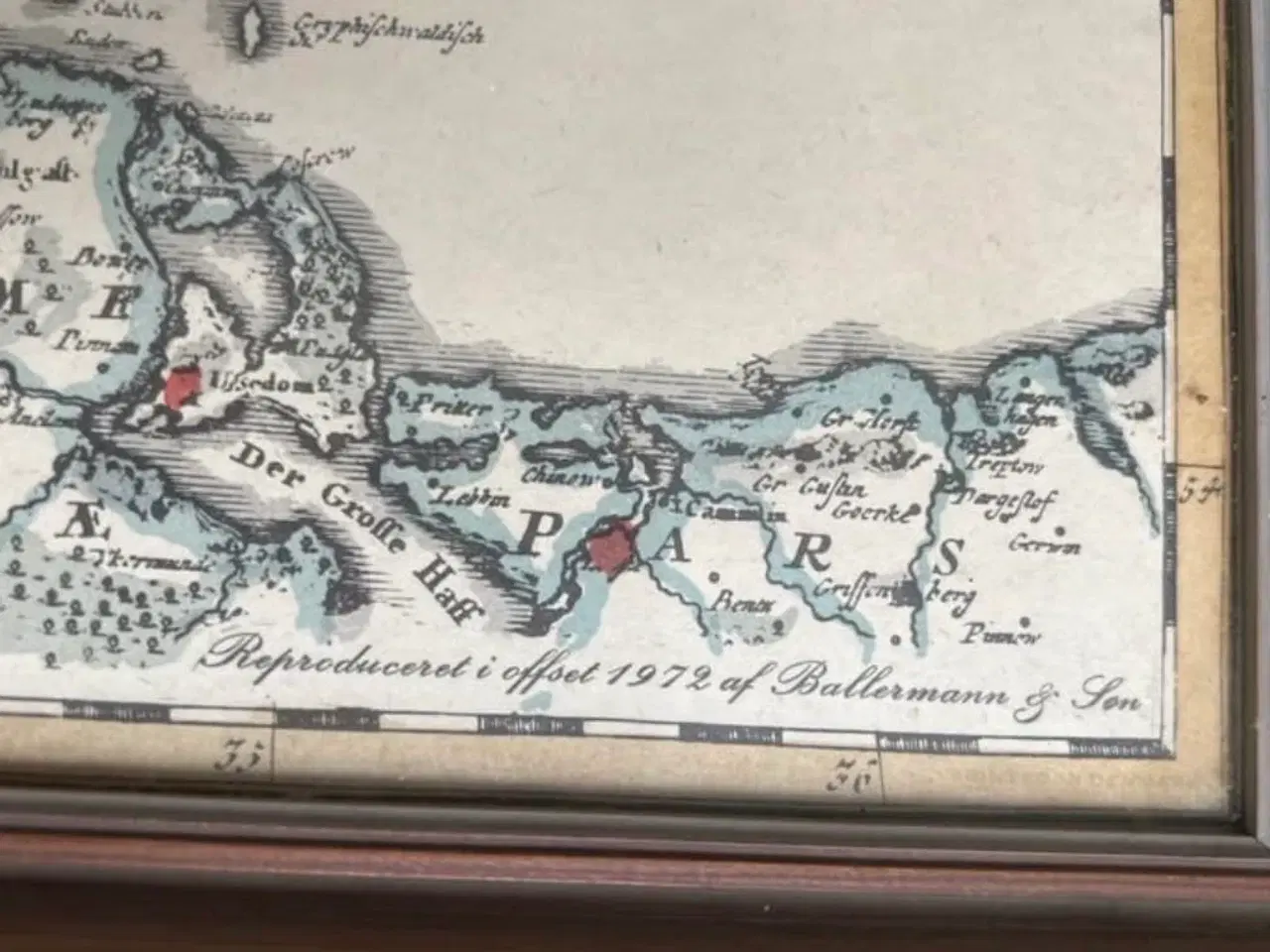 Billede 2 - Smukt historisk Danmarkskort reproduceret i offset