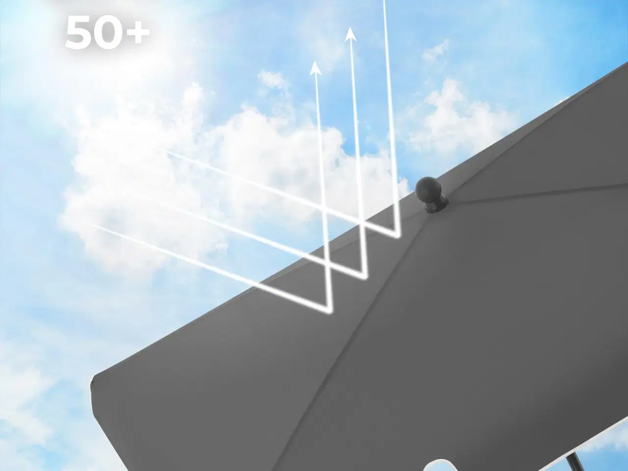 Billede 5 - Parasol til altan 2 × 1,25 m rektangulær, vippefunktion, UPF 50+, grå