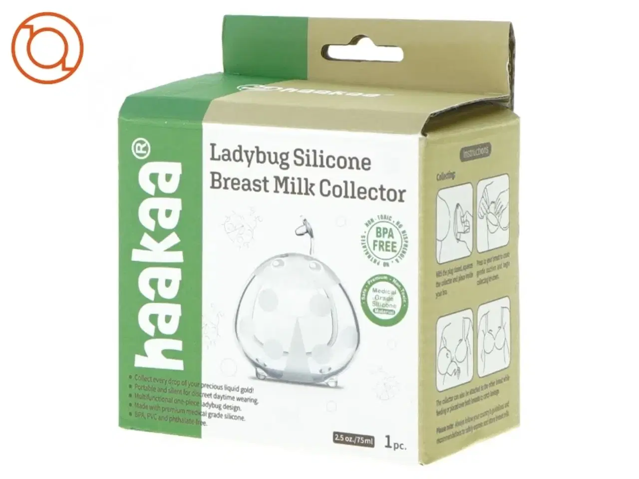 Billede 6 - Ladybug silicone breast milk collector fra Haakaa (str. 9 x 9 x 6 cm)